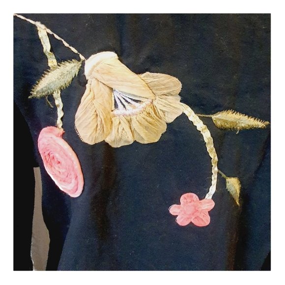 3D Embroidered Shirt Jacket Black Floral Vtg Y2K Tantrums Collection Art to Wear - Picture 13 of 13